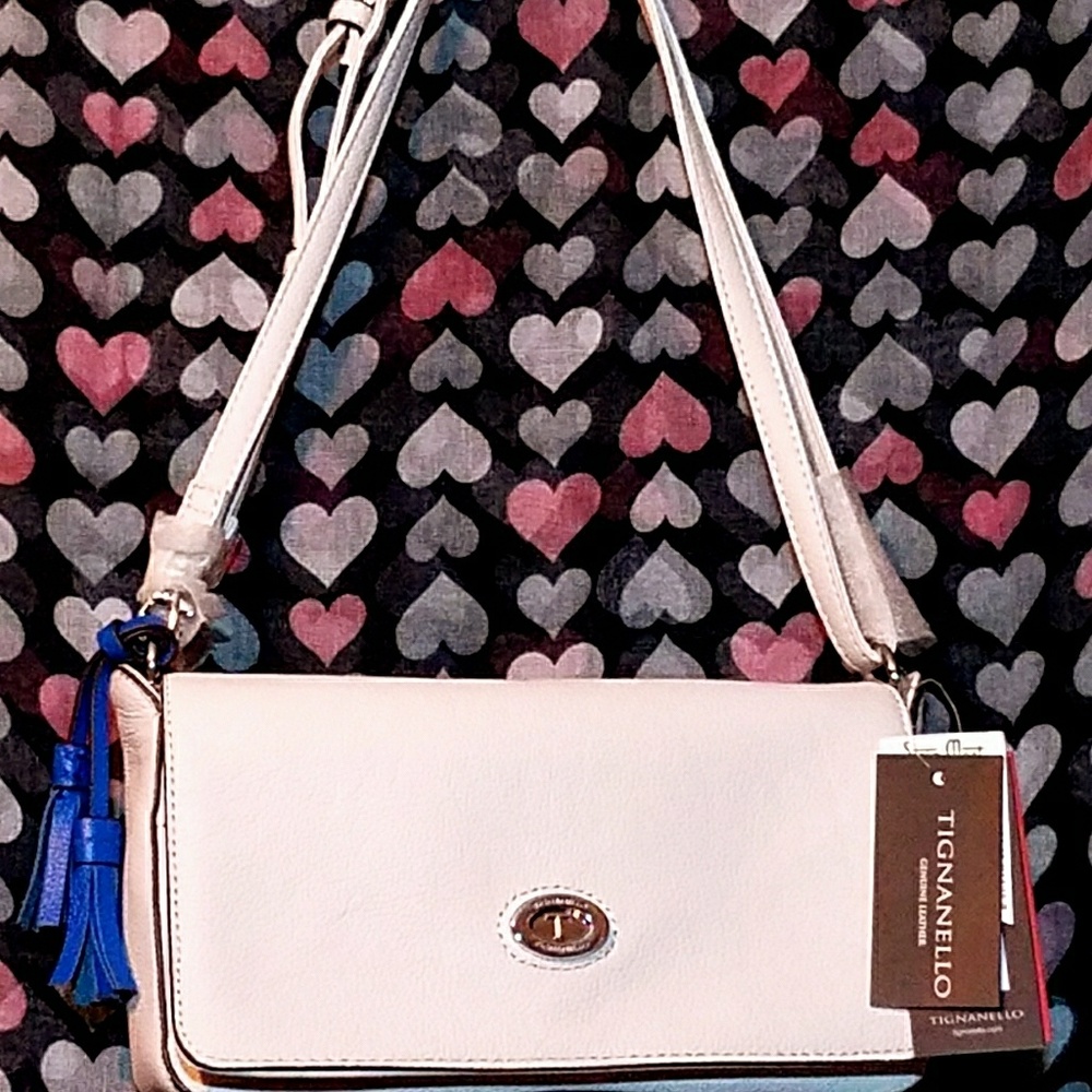 NWT Tignanello White Leather Purse